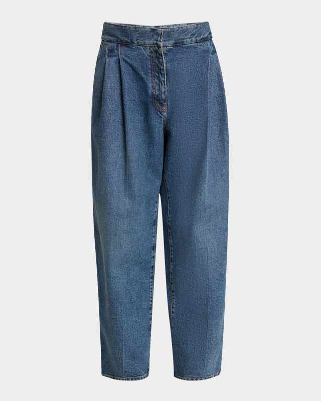 Pleated Denim Pants